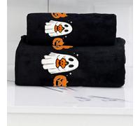 1 pièce/2 pièces Serviette de bain en microfibre super douce avec transfert thermique de citrouille, chat noir et impression de lettres pour Halloween. Extra large, séchage rapide, non pelucheux, serv
