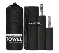 1 pièce/2 pièces Serviette de sport et de fitness en microfibre de velours double face à séchage rapide, noire, absorbante, anti-transpiration, sans sable, portable, pour yoga, natation, randonnée, tr