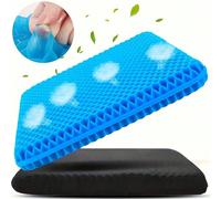 1 pièce/2 pièces/set Coussin de siège en gel bleu confortable et respirant avec housse antidérapante, coussin épais et respirant à design en nid d'abeille absorbant la pression, coussin de siège de ch