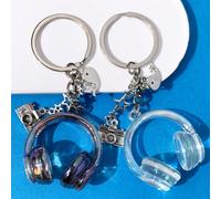 1 pièce/2pcs Porte-clés minimaliste mignon brillant noir & blanc en forme de casque, breloque de sac, pendentif de e voiture, pendentif de casque 3D étoile caméra baleine, unisexe, amour de la mu