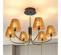 1 pièce/3 pièces/4 pièces Abat-jour de lampe en corde de papier tressée de manière créative, décoration de style chinois/Asie du Sud-Est pour maison d'hôtes, hôtel, salon, chambre à coucher, salle à m