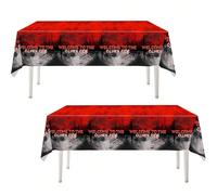 1 pièce/3 pièces/5 pièces Décorations pour fête d'anniversaire C Stranger Nappe en plastique jetable rouge et noire Couvertures de table Décorations pour fournitures de fête 137*274Halloween,Lettres,P