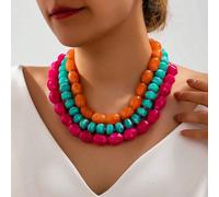1 pièce/3 pièces Bracelet à perles superposées dopamine d'été, bracelet à perles en texture acétate, design superposé unique, bijoux de style vacances pour femmes, pour le trajet quotidien Taille Uniq