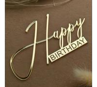 1 pièce/3 pièces Décoration de gâteau en PMMA "Joyeux anniversaire", motif de lettres modernes, convient pour les fêtes d'anniversaire, Noël, cadeau de gâteau d'anniversaire. Peut être utilisé pour la