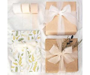 1 pièce/3 pièces Ruban en mousseline blanche de haute qualité fait main, convient pour les invitations de mariage, les bouquets de mariée, l'emballage cadeau, les loisirs créatifs, la décoration d'évé