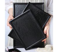 1 pièce/3PCS Plateau rectangulaire rond en bois noir, assiette de salle à manger, assiette à dessert, assiette à café pour hôtel et restaurant, assiette à thé, fruits, sushis, steak, pain, dim sum, as