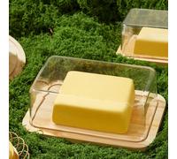 1 pièce/4 pièces Plat à fromage/beurre rectangulaire avec couvercle, boîte de conservation des aliments pour gâteau, dessert, pain, collation, taille : S/M/L L,M,S,4 pièces (L+M+S+S)Bambou