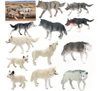 1 pièce/5 pièces Figurine décorative prioritaire pour la Fête des Mères/Noël, modèle de simulation du monde animal pour bac à sable, statue réaliste de loup arctique hurlant pour la décoration de la m