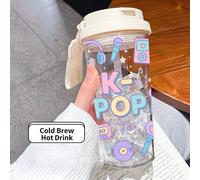 1 pièce/5 pièces Tasse en plastique de 500 ml avec impression thématique K-POP. Convient pour l'utilisation quotidienne des fans de K-POP, peut contenir des boissons chaudes et froides. C'est un incon