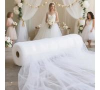1 pièce, 50 mètres de rideau de voile d'arche de mariage extra-large blanc, tissu suspendu au plafond, fibre de polyester semi-transparente pouvant être coupée librement. Convient pour les arches de m