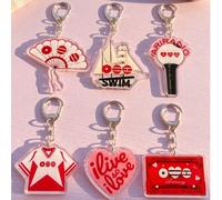 1 pièce/6 pièces Porte-clés à motif de soutien de fan thème BangTang Pop, pendentif décoratif fonctionnel en métal avec boucle papillon asymétrique mignonne, convient pour les rencontres de fans, le s