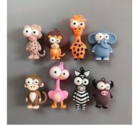 1 pièce/8 pièces Porte-clés mignons d'animaux de bande dessinée, porte-clés en peluche avec grands yeux de singe, girafe, éléphant. Cadeaux et souvenirs, accessoires de voiture, décoration de sac à do