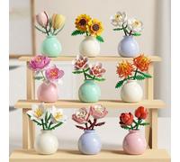 1 pièce / 846 pièces Fleurs artificielles immortelles Plantes succulentes Bouquets de fleurs faits à la main Puzzle 3D à assembler Modèle de blocs de construction Décoration de bureau Décoration de la