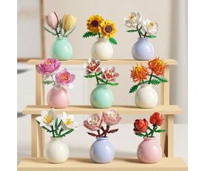 1 pièce / 846 pièces Fleurs artificielles immortelles Plantes succulentes Bouquets de fleurs faits à la main Puzzle 3D à assembler Modèle de blocs de construction Décoration de bureau Décoration de la