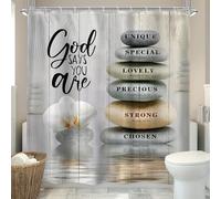 1 pièce 90x180CM Rideau de douche Zen à motifs bibliques, conçu pour une expérience spa avec des thèmes de massage aux pierres chaudes et de méditation, avec crochet, pour baignoire, salle de bain