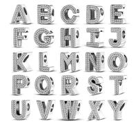 1 pièce A-Z 26 alphabet Pétillant À Breloque Lettre Adapter original Bracelet Collier Porte-clés Perles Pour Fabrication De Bijoux DIY L,M,S,H,A,T,O,X,B,C,D,E,F,G,I,J,K,N,P,Q,R,U,V,W,Y,ZCuivre