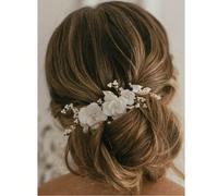 1 pièce Accessoire de peigne à cheveux de mariée en alliage de style européen et américain avec feuille, fleur et perle. Accessoires pour la Saint-Valentin, accessoires de cheveux de mariage Taille Un
