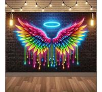 1 pièce Ailes d'ange néon lumineux décoratif mural - Décoration multifonctionnelle en tissu pour salon, chambre à coucher, bureau et espace extérieur - Accessoire de fête parfait et cadeau de vacances
