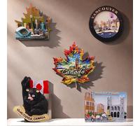 1 pièce Aimant de réfrigérateur d'Amérique du Nord Canada, souvenir créatif de la fleur nationale canadienne feuille d'érable rouge, décoration intérieure Montréal, Canada,Ours avec drapeau canadien,V