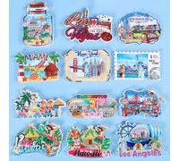 1 pièce Aimant de réfrigérateur de ville américaine, aimant de voyage en relief 3D créatif, décoration de maison personnalisée Miami (V),Los Angeles (VIII),Washington (II),New York (IV),Washington (I)