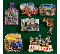 1 pièce Aimant de réfrigérateur décoratif 3D de souvenirs créatifs de Croatie Grblje Bulgarie A,Bulgarie,Croatie 3,Croatie 4,Bulgarie C.,Croatie 1,Croatie 2,Police des hiboux croates (jaune),Dubrovnik
