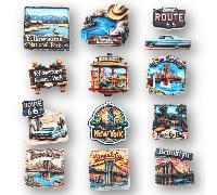 1 pièce Aimant de réfrigérateur souvenir, conçu avec des paysages américains : paysage de Brooklyn, paysage de San Francisco, Pont du Golden Gate, Parc national de Yellowstone, Beverly Hills, autorout