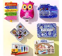 1 pièce Aimant de réfrigérateur souvenir de voyage au Portugal, décoration murale magnétique de réfrigérateur avec carrelage peint en 3D Cubes portugais,Paysage du Portugal,Chouette portugaise,Graphiq