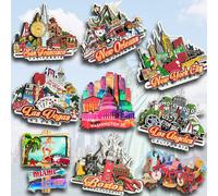 1 pièce Aimant de réfrigérateur vintage en bois avec des monuments célèbres de villes comme San Francisco, New York, Los Angeles, Miami, Boston, Las Vegas, Washington D.C., La Nouvelle-Orléans. Autoco