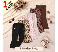 1 pièce aléatoire Legging évasé imprimé léopard noir Printemps/Automne élastique coupe slim bébé polyvalent décontracté mignon kawaii pantalon évasé blanc 6-9M,9-12M,12-18M,18-24M,2-3YGéométriquePolye