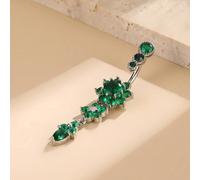 1 pièce Anneau de nombril à fleur mode avec strass goutte d'eau, piercing de bouton de ventre inversé courbé Taille UniqueCuivre