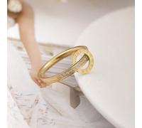 1 pièce Anneau en acier inoxydable + or 18 carats Design avec chiffres romains Micro-incrusté de strass Anneau en acier de titane Convient aux femmes 7,5,9,6,8,10Acier inoxydable