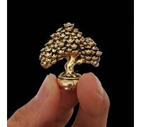 1 pièce Arbre à monnaie doré antique, arbre à lingots unicolore apporteur de richesse, petit ornement de thé vintage, petite statue artisanale faite main, objet de collection créatif, meilleur cadeau
