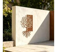1 pièce Art mural en métal Arbre de vie rouillé, Cadeau de mariage, Pendaison de crémaillère, Thanksgiving, Cadeau de Noël. Design vintage, Convient pour l'intérieur et l'extérieur, Décoration murale 