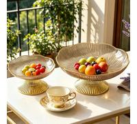 1 pièce Assiette à fruits de style luxe couleur café avec bordure dorée, convient pour le stockage des fruits, bol à fruits, décoration d'intérieur, stockage et organisation. Marron à bordure dorée (p
