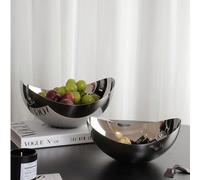 1 pièce Assiette à fruits en acier inoxydable de luxe allemand, plateau à collation de fruits secs pour table à thé dans le salon, décoration créative L,S,Grand--LUnicoloreAcier inoxydable