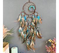 1 pièce Attrape-rêves décoratif de l'arbre de vie en turquoise verte avec des plumes colorées, décoration murale, décoration de maison, décoration de chambre Taille UniquePlume de poule
