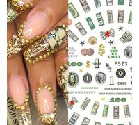 1 pièce Autocollant d'art pour les ongles avec design 3D en forme de signe dollar. Décalcomanies adhésives pour manucure, décorations pour ongles en acrylique. Fournitures pour ongles DIY Animal,Tout 