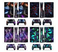 1 pièce Autocollant de peau à motif géométrique, 2 designs, auto-adhésif, résistant aux rayures, imperméable, amovible, convient pour console de jeu fine & manette, un choix idéal pour embellir, trans
