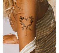 1 pièce Autocollant de tatouage temporaire imperméable en PVC avec un beau design de fleur, papillon et cœur. Convient pour une utilisation quotidienne des personnes (peut être lavé) AnimalPolychlorur