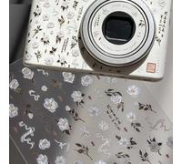 1 pièce Autocollant gaufré de magnolia vintage aux tons froids, fleur blanche avec branches et feuilles à l'encre lavée, décoration de sceau de poésie chinoise, palette de couleurs élégante avec trans