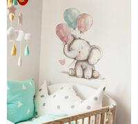 1 pièce Autocollant mural de ballon éléphant de dessin animé, style mignon, décoration de chambre de bébé, décoration murale de pépinière, décoration de chambre de nouveau-né Bébé éléphant 3 ballons,B