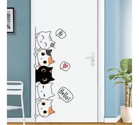 1 pièce Autocollant mural de chaton de bande dessinée mignon, décalcomanie de porte amovible et adhésive pour le salon, la chambre à coucher, la salle de bain 30*60cm-YD288-petit chatonPolychlorures d