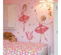 1 pièce Autocollant mural de danse de ballet de cygne et de papillon de dessin animé pour la chambre d'enfant, décoration de chambre, autocollant adhésif, autocollants, décalcomanie murale, décalcoman