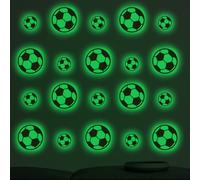 1 pièce Autocollant mural décoratif pour chambre d'enfant en style de bande dessinée avec un design simple de football, imperméable, qui brille dans le noir vert, pour les fans de football, autocollan
