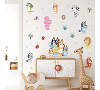 1 pièce Autocollant mural famille et amis Blueys 60*30CM, autocollant mural amovible, décoration murale de maison et de pièce, Bluey Bingo Chien Mignon Coco Rusty Muffin, accessoires décoratifs durabl