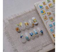 1 pièce Autocollant pour nail art avec impression en relief de tournesol coloré et ciel étoilé, décalcomanies d'ongles avec strass brillants, fournitures pour ongles DIY, stickers pour ongles LettresP