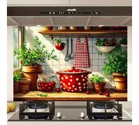 1 pièce Autocollant vintage résistant à l'huile pour fruits et légumes, autocollant de style européen rétro pour la décoration murale de la cuisine et de la salle à manger, en matériau PVC, style de d