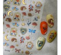 1 pièce Autocollants d'art pour ongles Jelly 5D représentant un blaireau, un renard, un champignon et un mignon chat noir. Décalcomanies pour vernis à ongles DIY. Fournitures pour ongles. CartoonPolyé