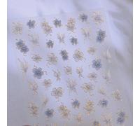 1 pièce Autocollants pour ongles style conte de fées nature avec papillon bleu et pétales de fleurs en fleurs 5D, décoration d'art pour ongles pour femmes et filles PlantesPolyéthylène