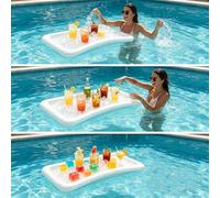 1 pièce Bac à glaçons en PVC blanc, support flottant pour boissons pour la piscine, table de pique-nique gonflable pratique Taille UniquePolychlorures de vinyle